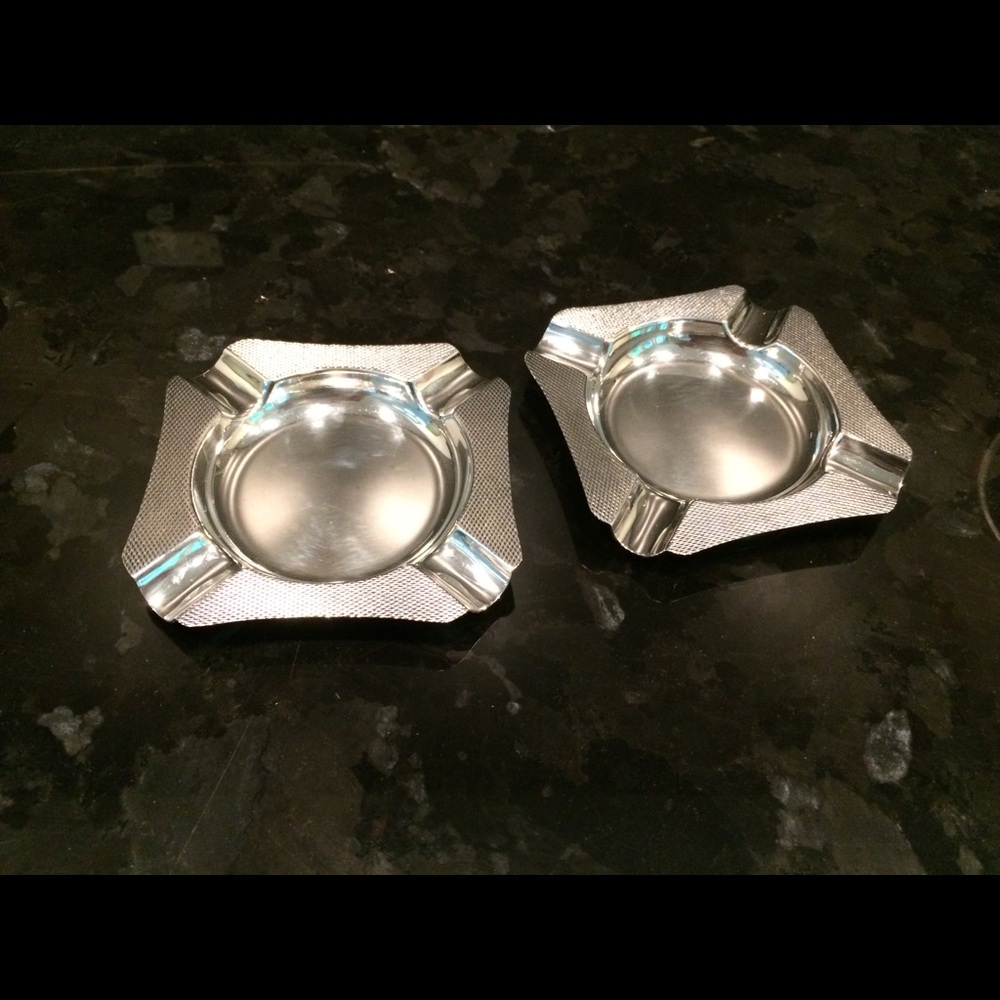 Vintage MCM silver ashtrays